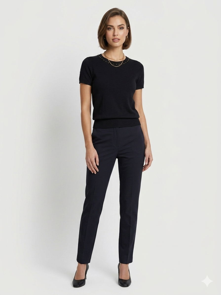 Black Gold-Stud Trim Knit Crop Top – TRY ME