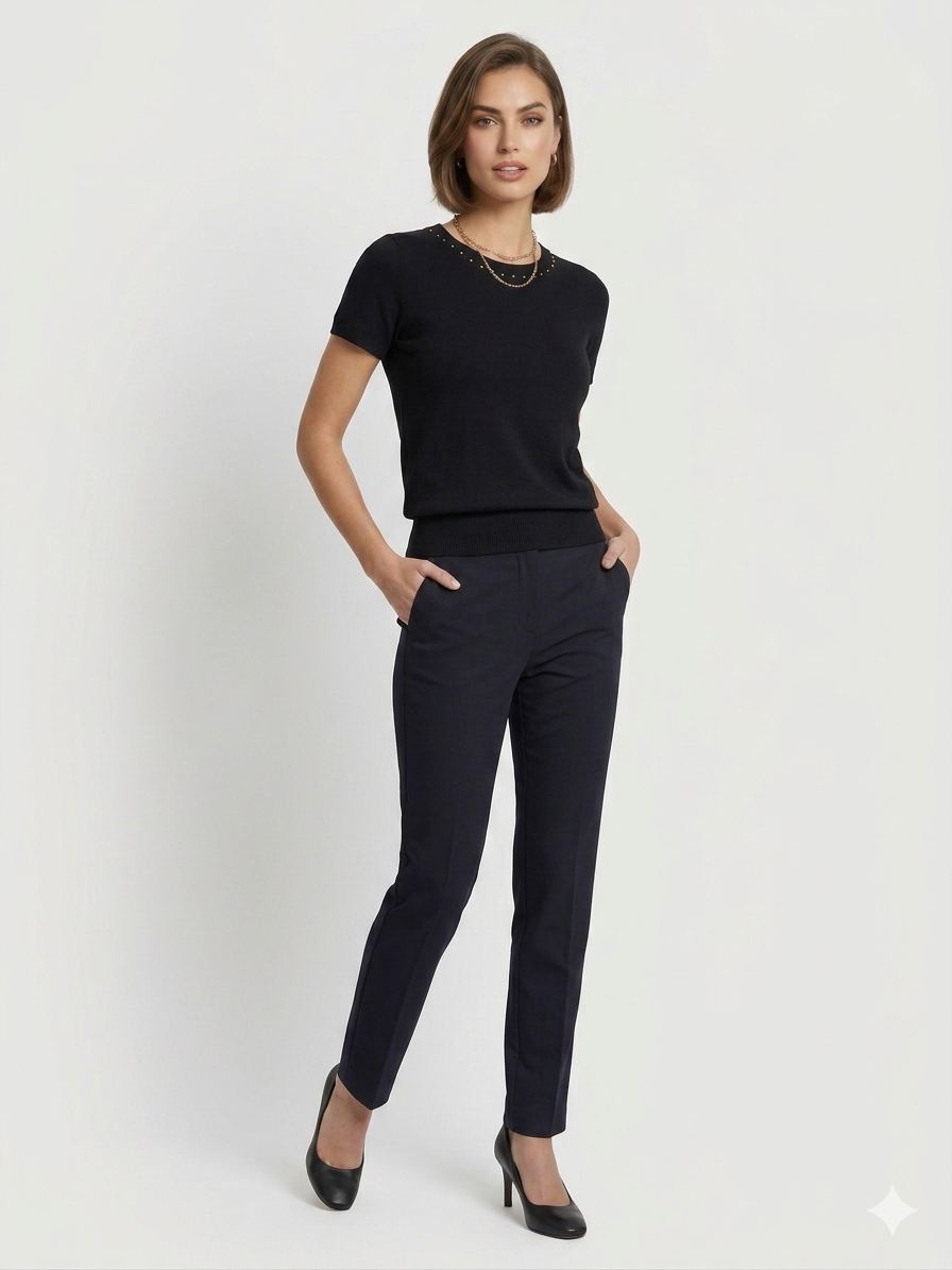 Black Gold-Stud Trim Knit Crop Top – TRY ME