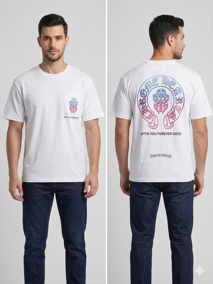 Chrome Hearts Gradient Horseshoe Graphic T-Shirt