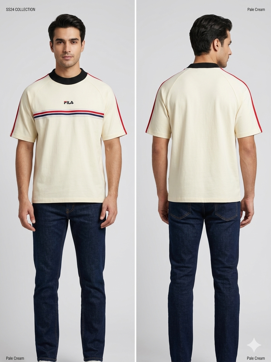 FILA SS24 Pale Cream Striped T-Shirt