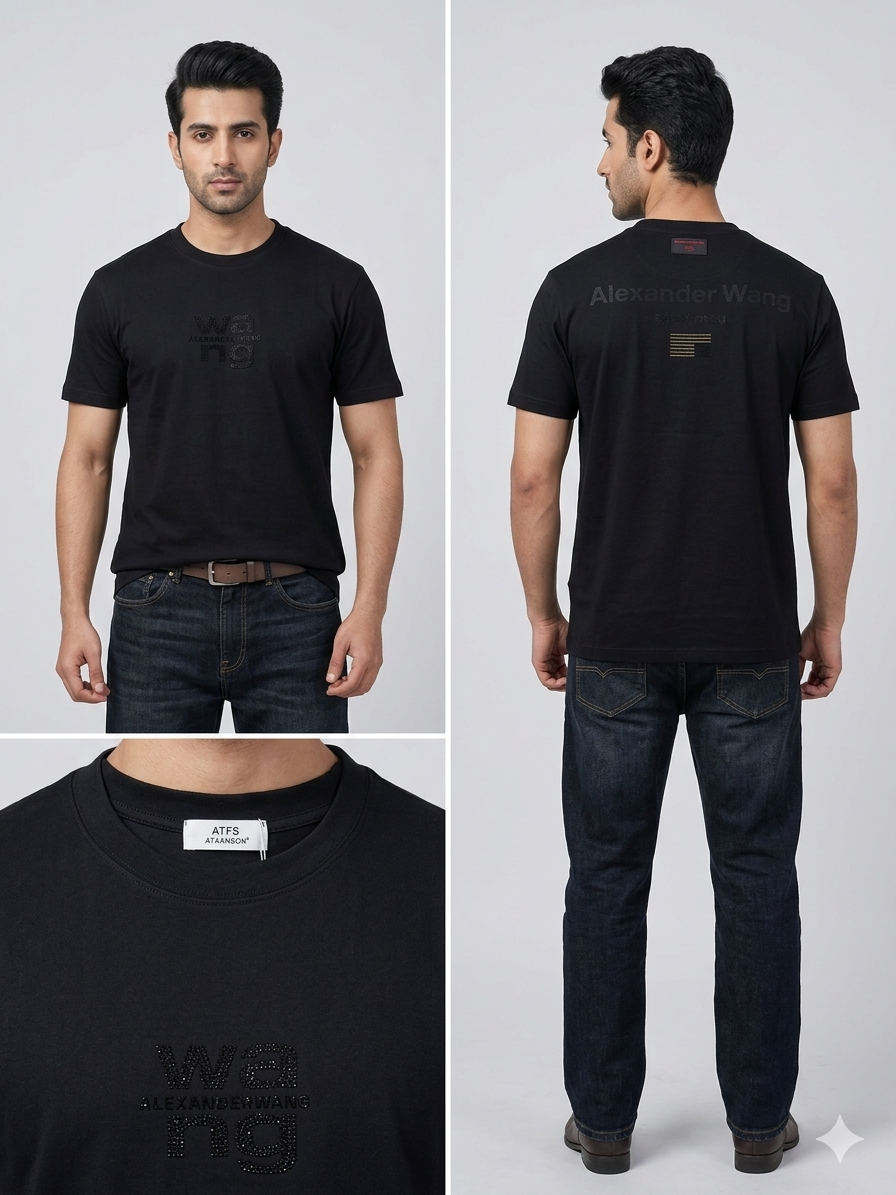 ATFS Atkinson Black Tonal Embroidered Graphic T-Shirt