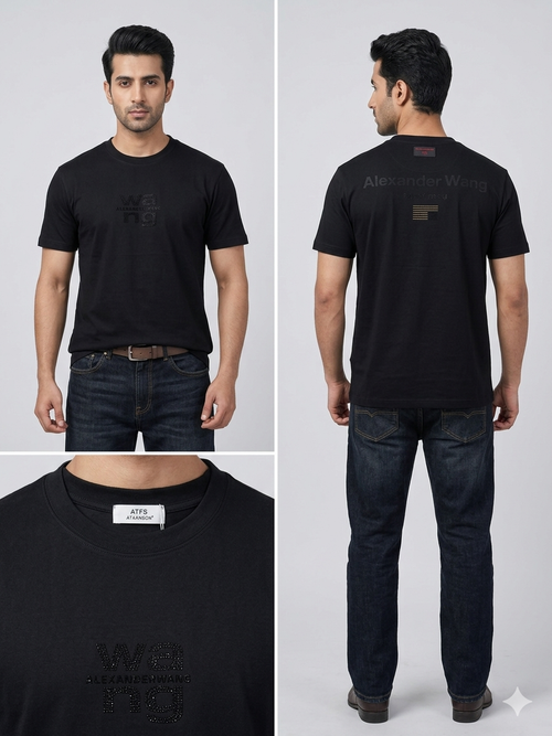 ATFS Atkinson Black Tonal Embroidered Graphic T-Shirt