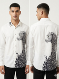 White Leopard Graphic Print Full Sleeve Shirt