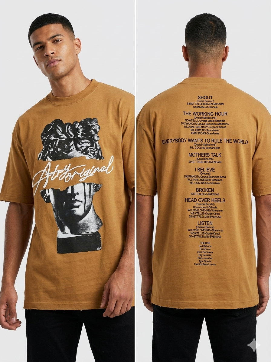 Atry Original Camel Sculpture Graphic Oversized T-Shirt