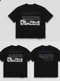 CRACKED Black Distressed Text Graphic Oversized T-Shirt