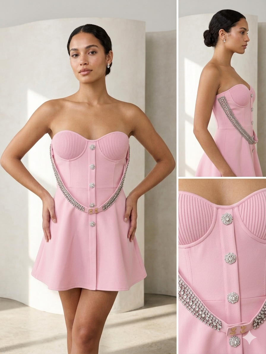 Crystal Corset Strapless Mini Dress – TRY ME