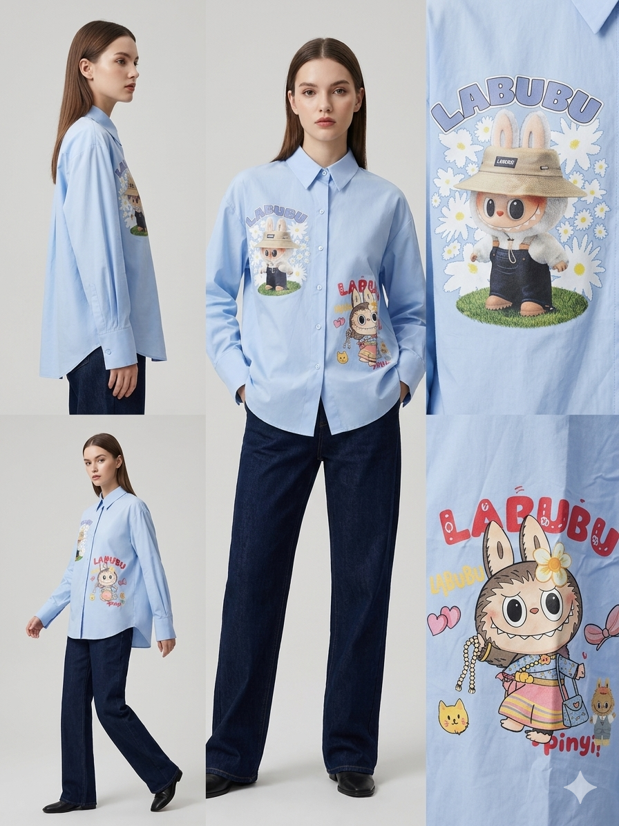 Labubu Graphic Oversized Shirt – TRY ME Exclusive