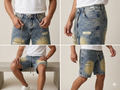 Acid Wash Distressed Denim Shorts – Vintage Drawstring Edition