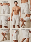 Stone White Technical Cargo Shorts – Mesh Utility Edition