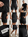 TRY ME Black Stealth Cargo Shorts – Multi-Pocket Edition