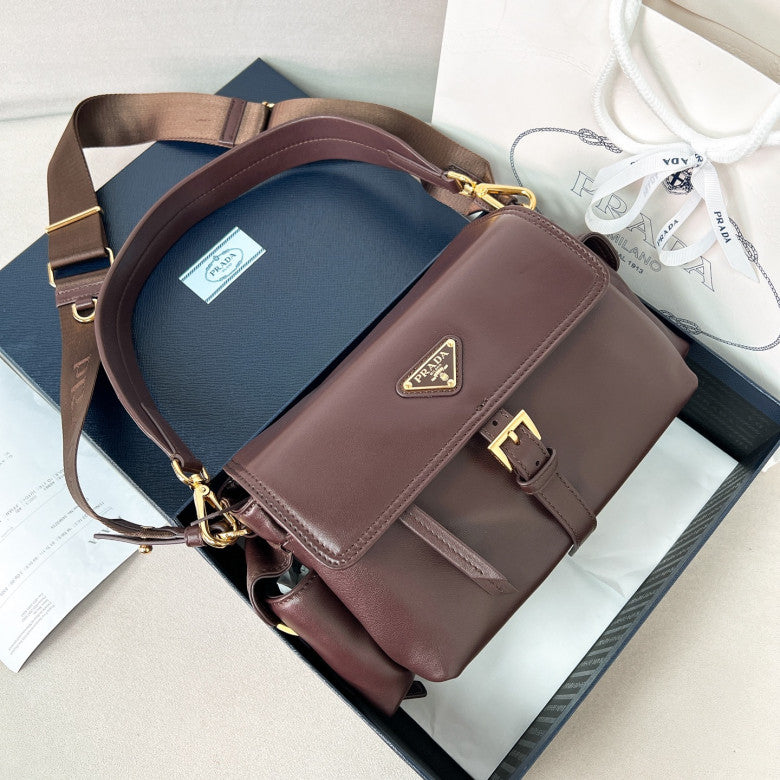 Prada Re-Nylon Flap Shoulder Bag – Dark Brown