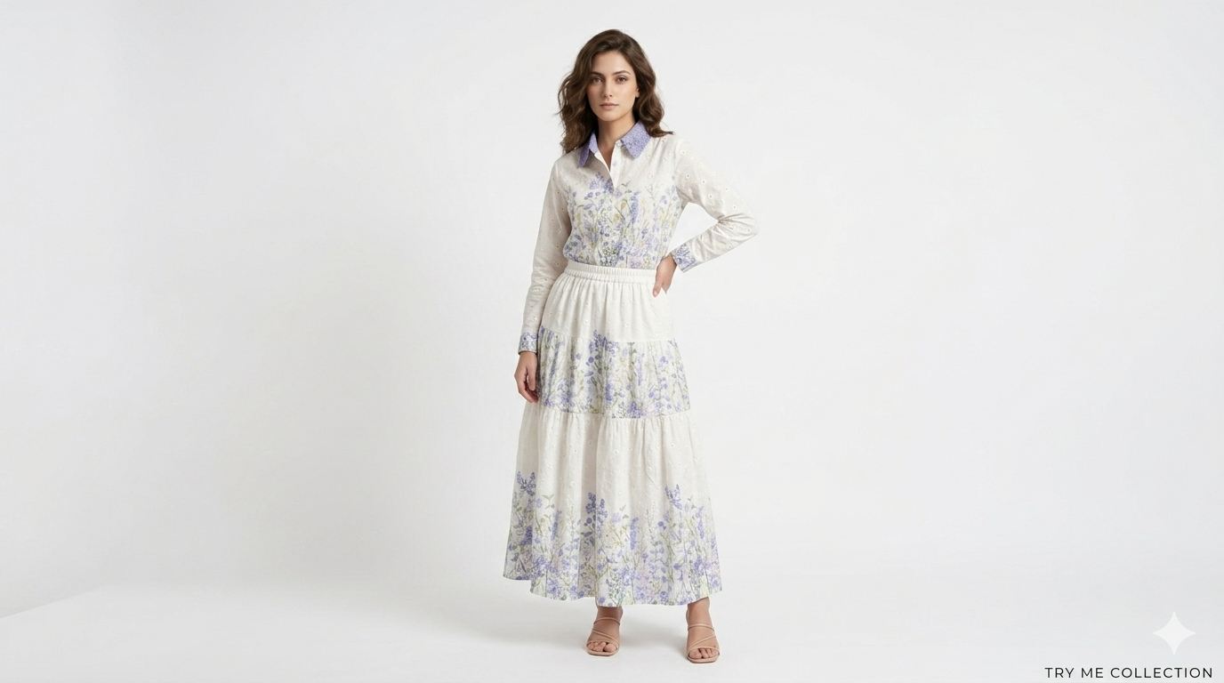 White Floral Tiered Maxi Co-ord Set – TRY ME