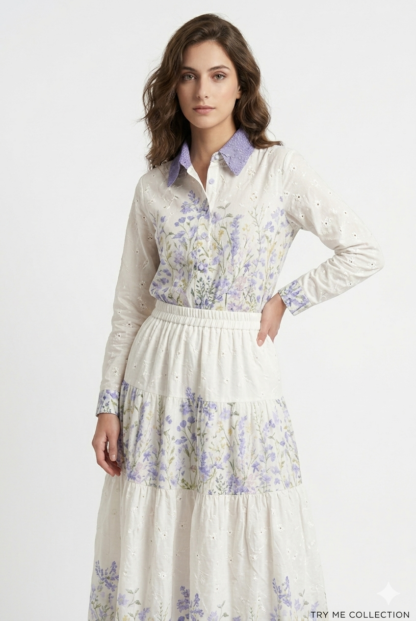 White Floral Tiered Maxi Co-ord Set – TRY ME