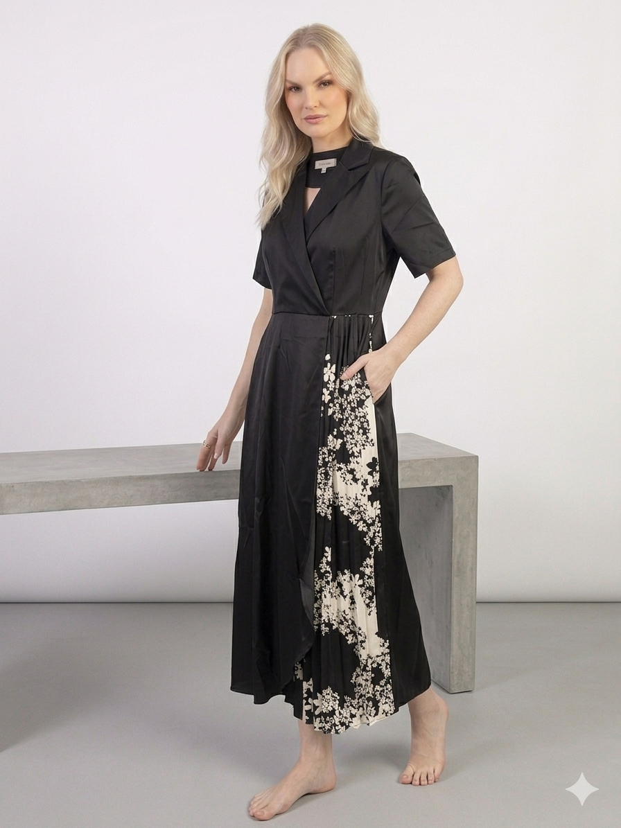 Black Floral Wrap Maxi Dress – TRY ME