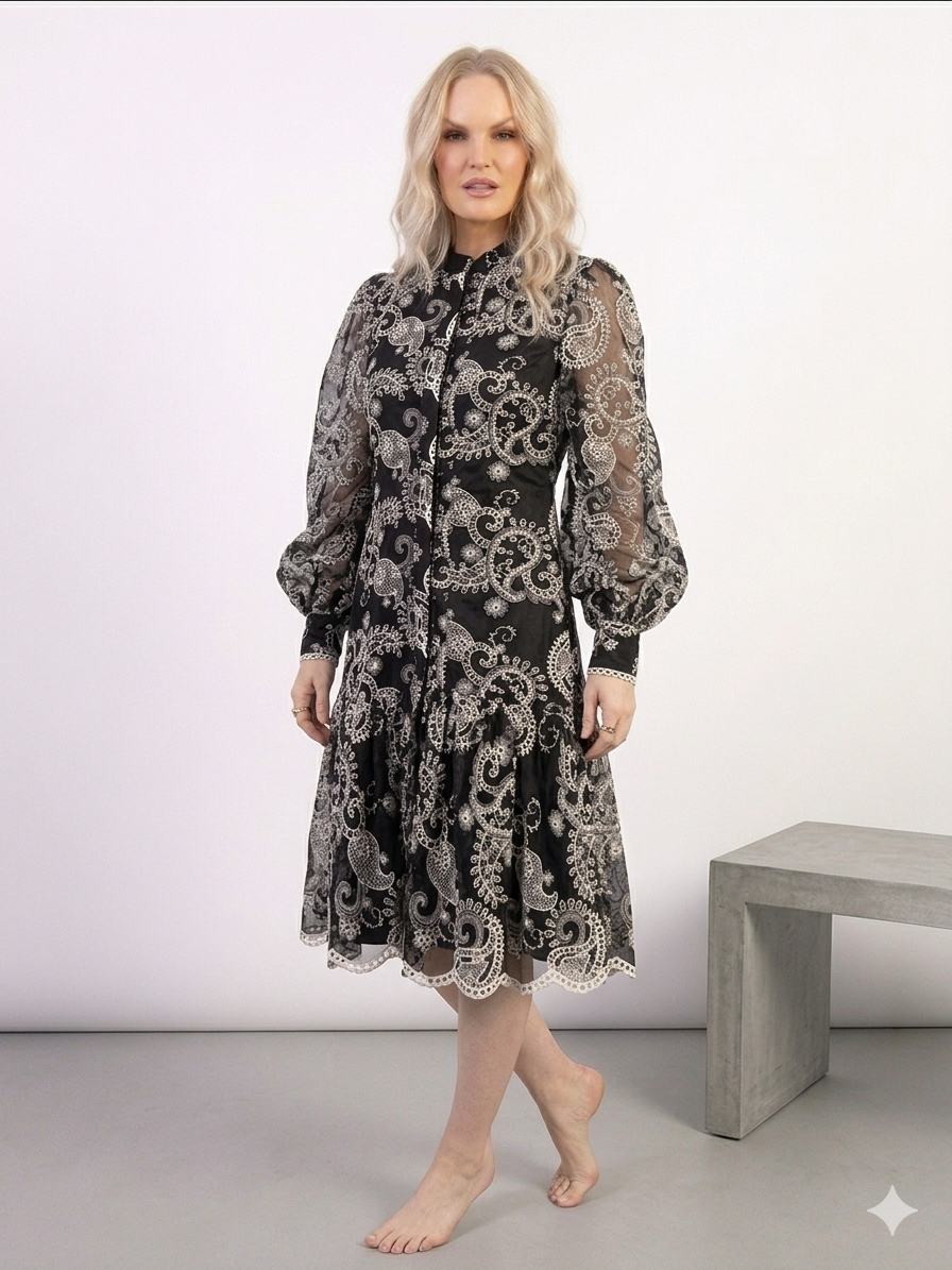 Dark Olive Paisley Lace Midi Dress – TRY ME