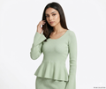 Sage Green Ribbed Knit Peplum Top & Midi Skirt Co-ord Set – TRY ME