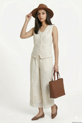 Ivory Chikankari Embroidered Vest & Wide-Leg Trouser Co-ord Set – TRY ME