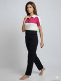 Pink & White Colourblock Zip Polo Crop Top & Black Jogger Co-ord Set – TRY ME