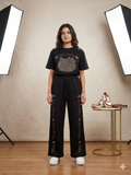 Black Hello Kitty Rhinestone Oversized Tee & Wide-Leg Trouser Co-ord Set – TRY ME