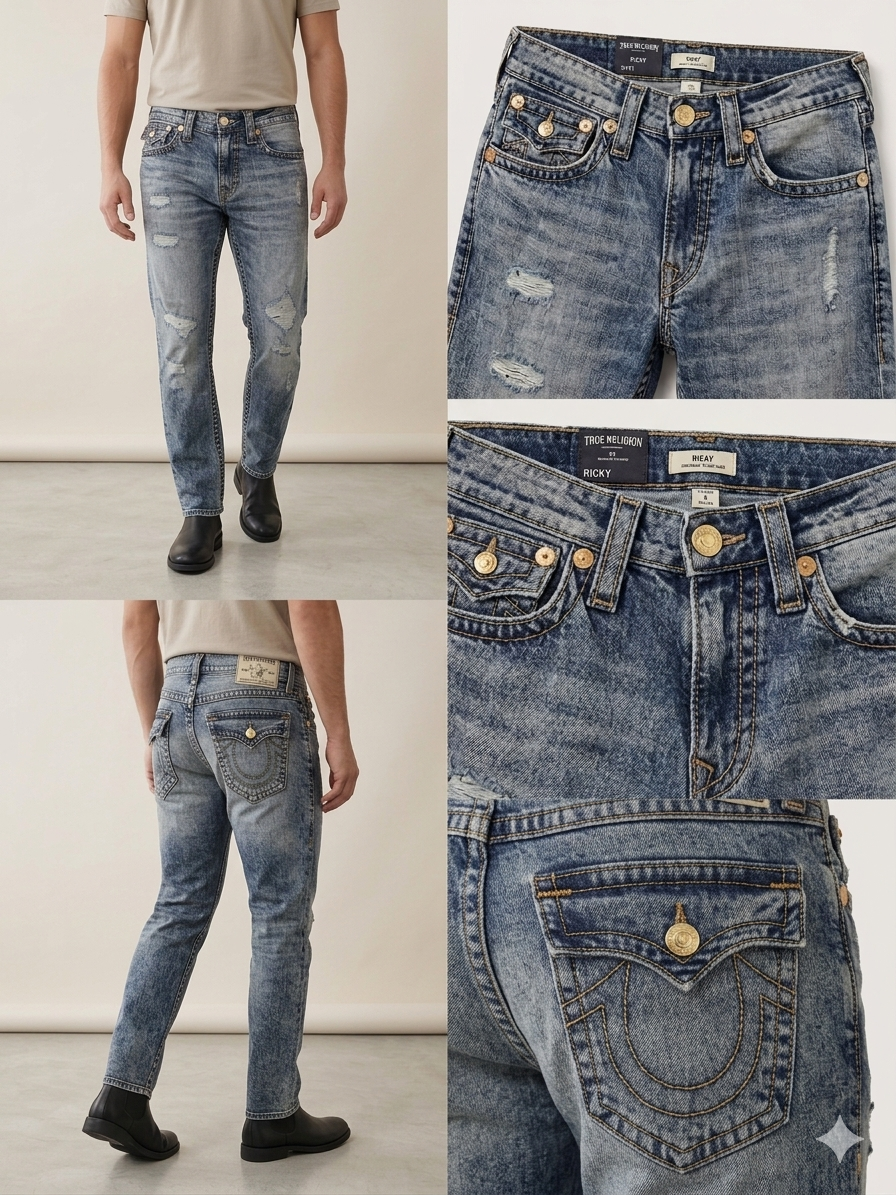 Light Blue Distressed Straight Fit Premium Denim Jeans – TRY ME