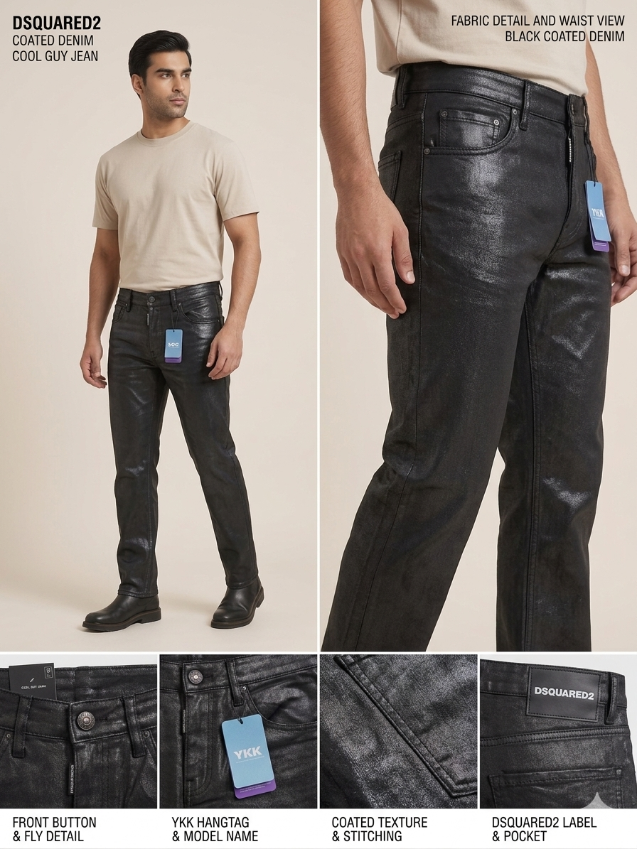 Black Wax Coated Straight Fit Premium Denim Jeans – TRY ME