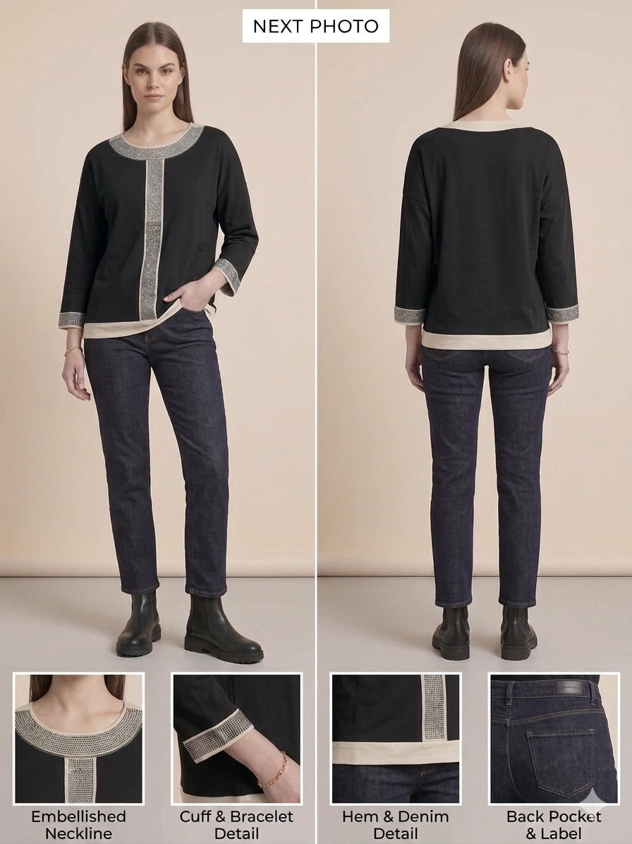 Brown Gold Embellished Trim Knit Sweater Top – TRY ME