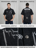 Black Chrome Hearts Inspired Cross Embroidery Short Sleeve Shirt – TRY ME