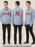 Light Blue Denim ROCK Print Full Sleeve Shirt – TRY ME