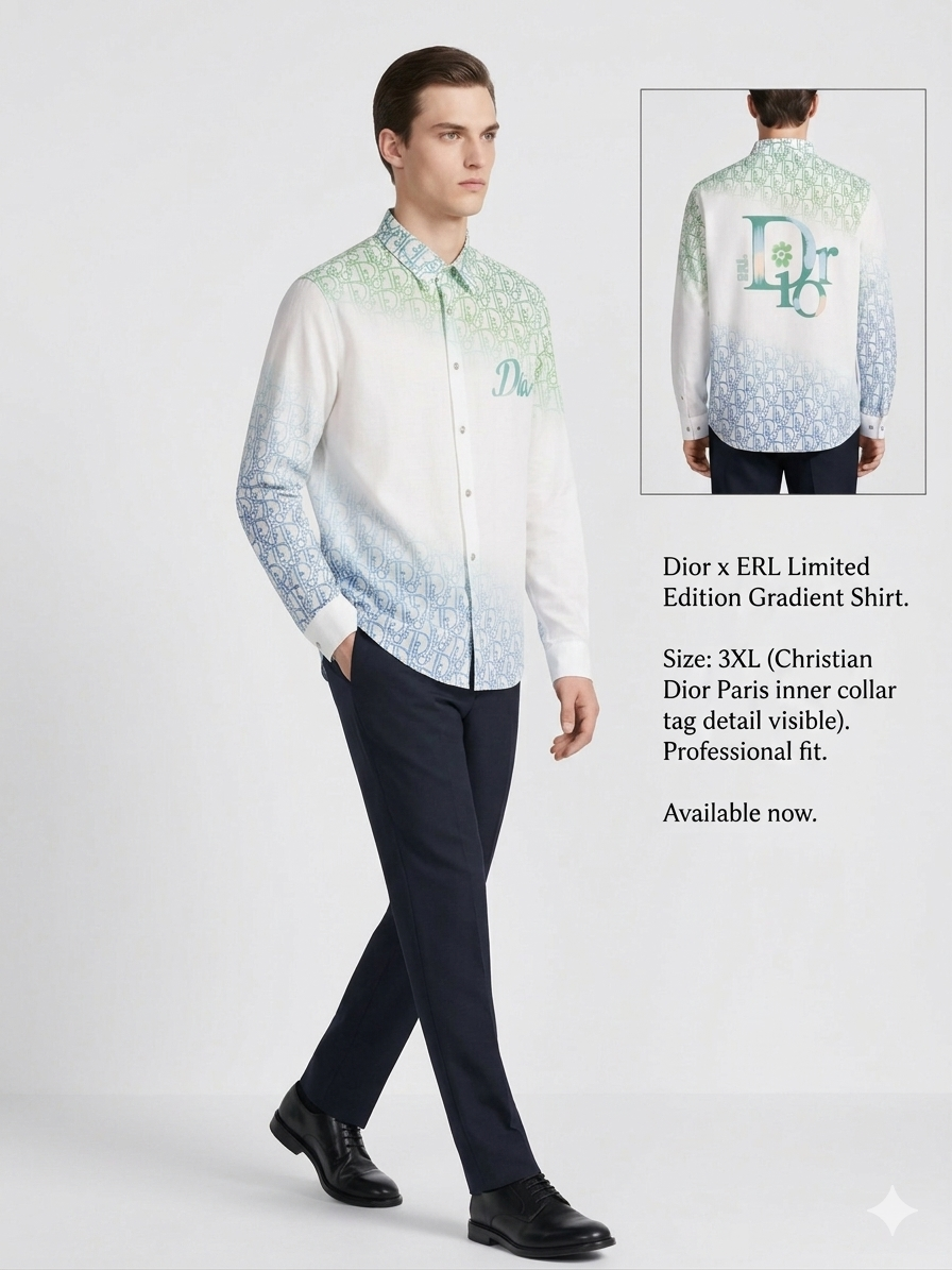Dior x ERL Limited Edition Gradient Monogram Full Sleeve Shirt – TRY ME