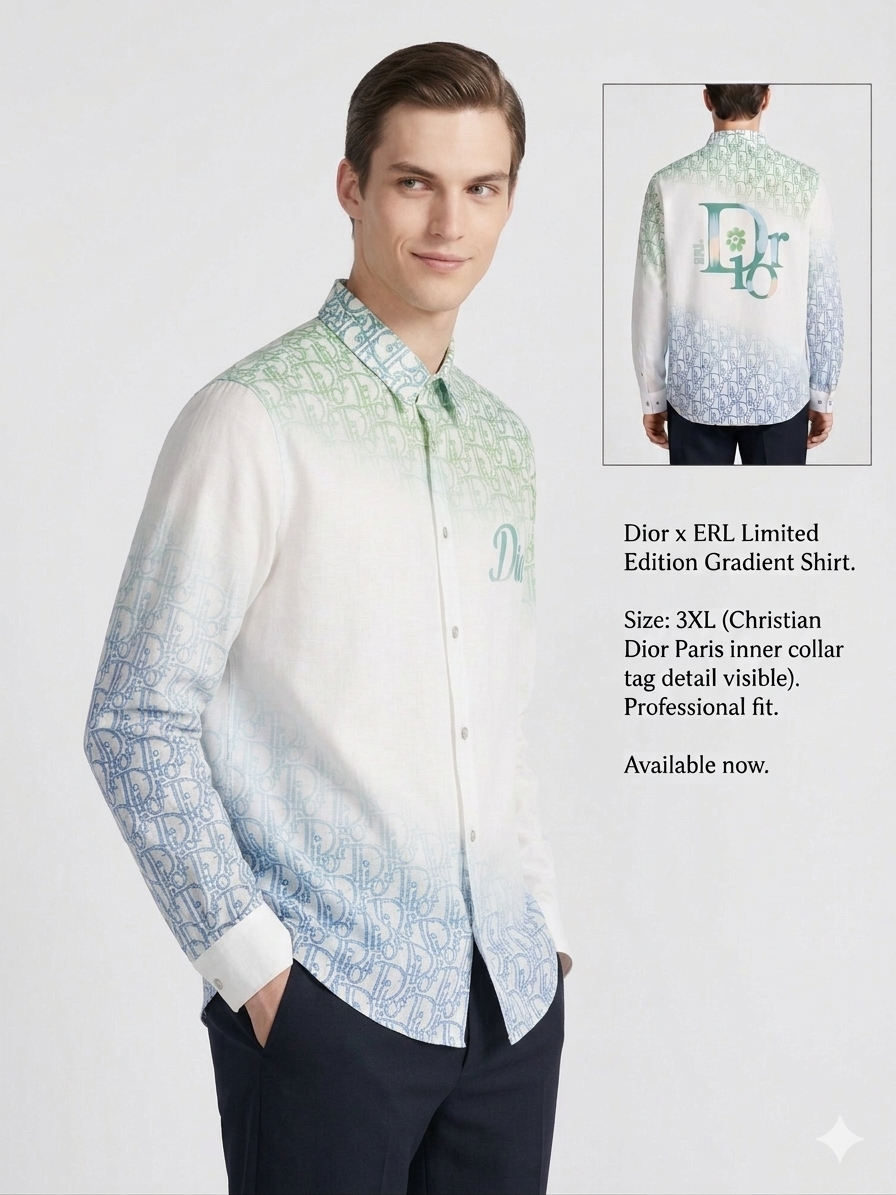 Dior x ERL Limited Edition Gradient Monogram Full Sleeve Shirt – TRY ME