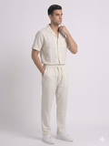 Cream Leelan Fabric Cuban Collar Shirt & Drawstring Trouser Coord Set – TRY ME