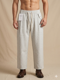 Mecng Linen Blend Drawstring Wide Leg Trousers – Oatmeal – TRY ME