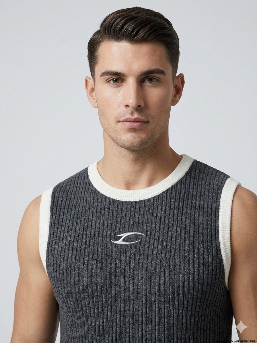 Savage & Co Authentic Ribs Contrast Trim Muscle Vest – Cream – TRY ME