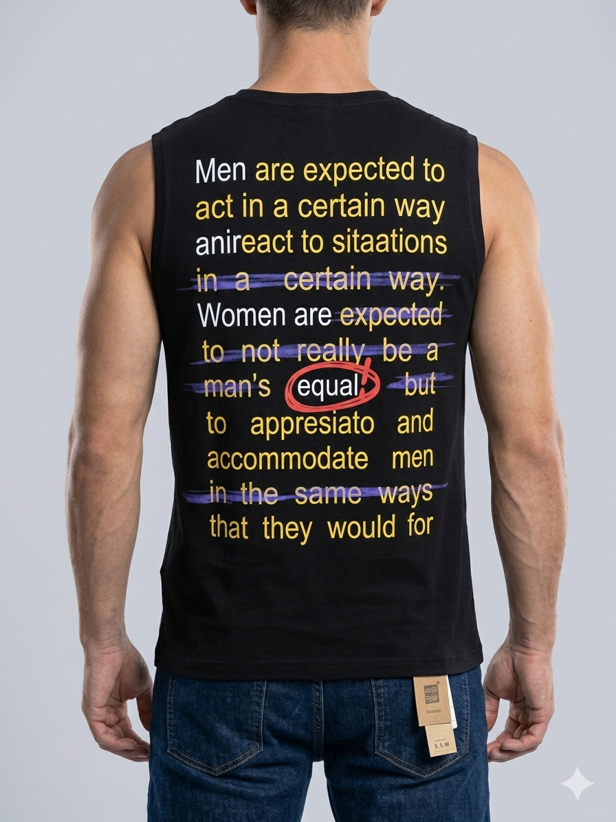 "Men Are Expected To" Gender Equality Slogan Black Muscle Vest – TRY ME