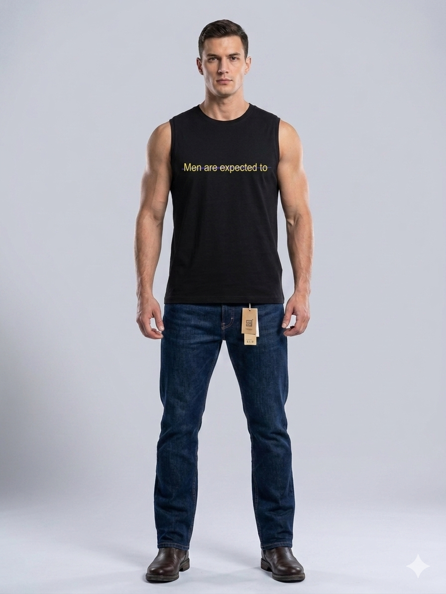 "Men Are Expected To" Gender Equality Slogan Black Muscle Vest – TRY ME