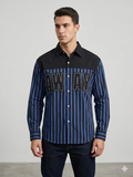 Marni “Away” Colourblock Stripe Long Sleeve Shirt – Black & Blue – TRY ME