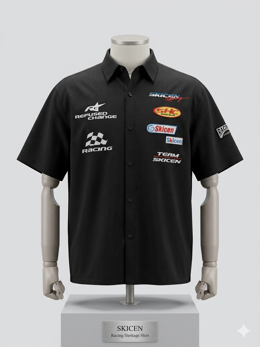 Skicen Racing Heritage Multi-Logo Short Sleeve Shirt – White – TRY ME